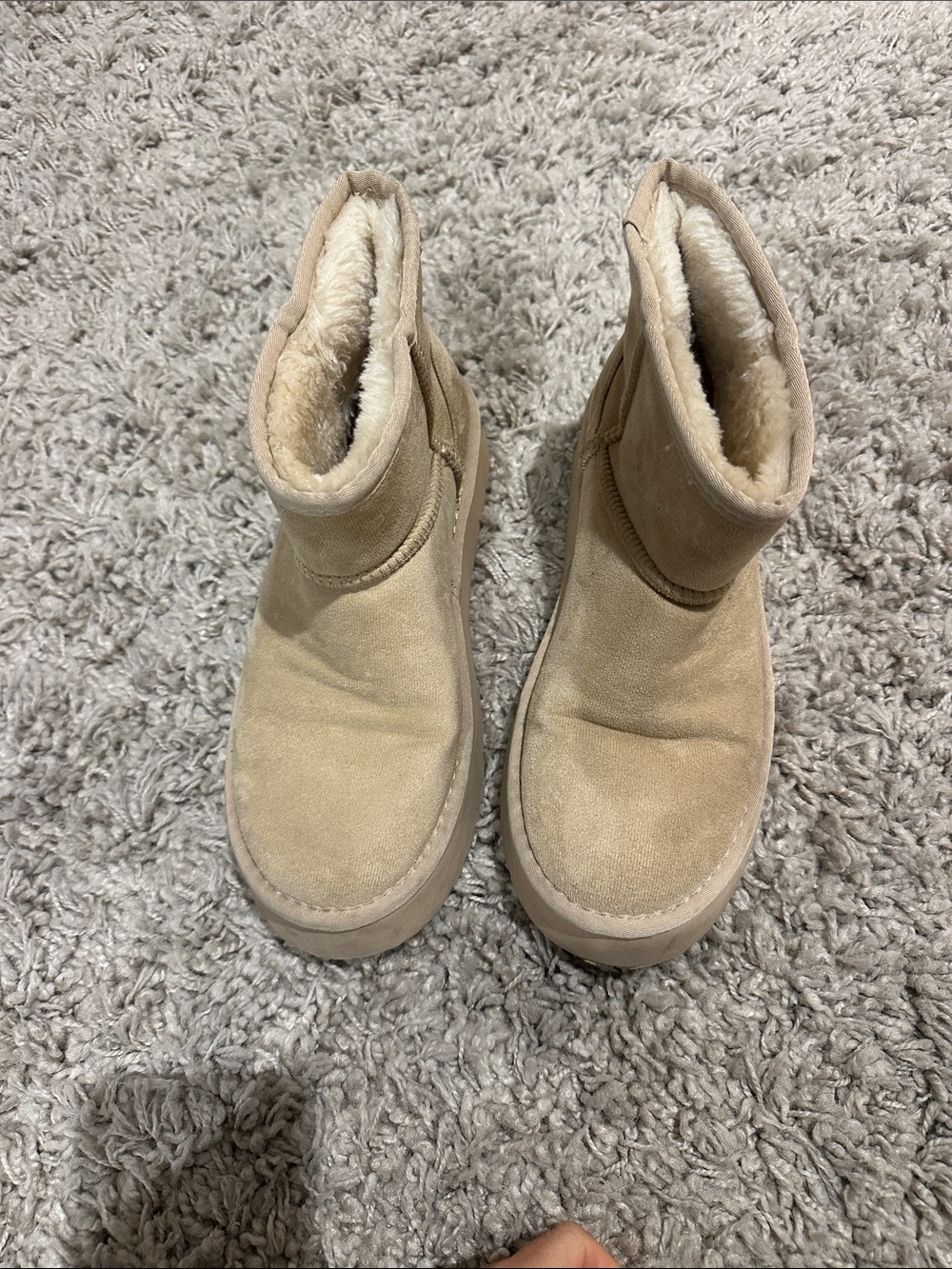 Altar'd State Women's Plush Shearling-Lined Tan Suede Boots